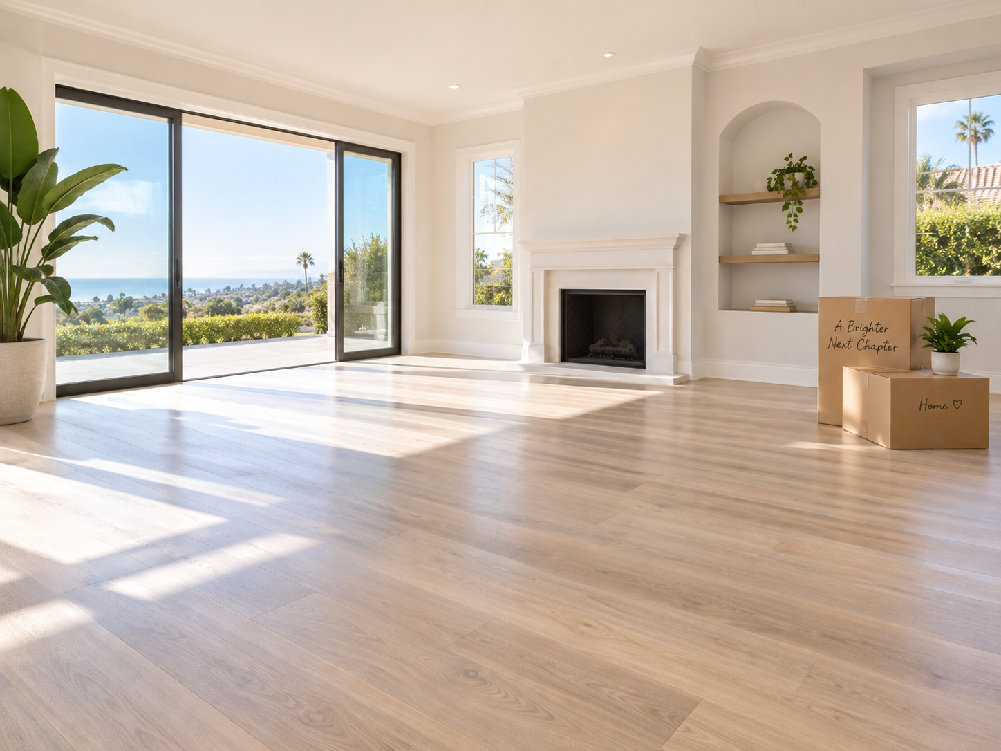 Bright empty residential room prepared for move-in cleaning